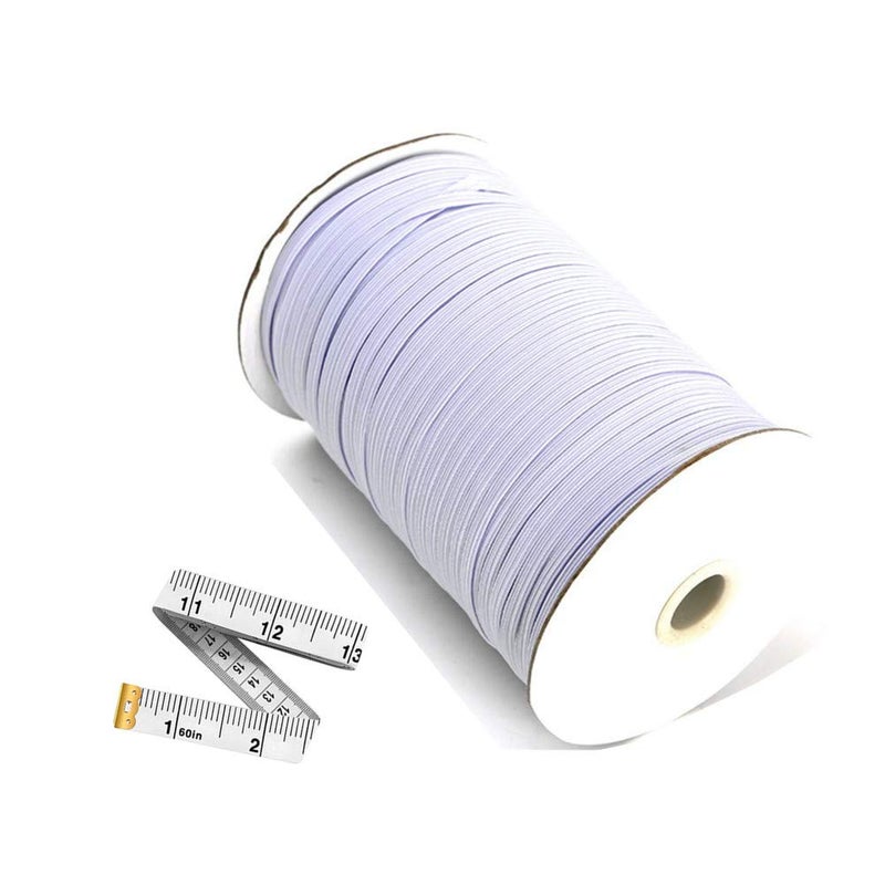 Abbaoww 144 Yards Elastic Band 1/4 inch Wide, High Stretchy White Knit Elastic Band for Sewing Waistband Pants DIY Projects - Image 1